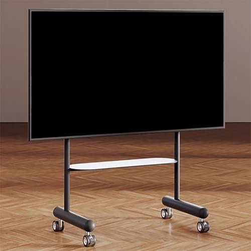 EKDJSN Mobiler TV Ständer, Höhenverstellbarer Mobiler Fernsehständer, TV Standfuss auf Rädern, Rollender TV Bodenständer mit Ablage, für Wohnzimmer Heim Café(Nero,70-88inch)