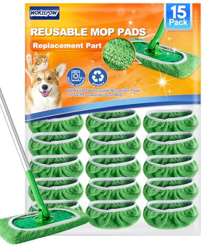 WOKEEPOW 15 Cuffietta In Microfibra per Swiffer Panni Catturapolvere, Utilizzabile Sia Asciutto Che Bagnato, Panni Riutilizzabili per Swiffer Lavapavimenti, Perfetti per La Casa, L'Ufficio e Gli Hotel