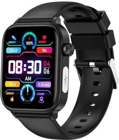 GlucoCare SOS Smartwatch für Männer & Frauen, Sportuhr mit Anruf- und Nachrichtenfunktion, Android/iOS-kompatibel