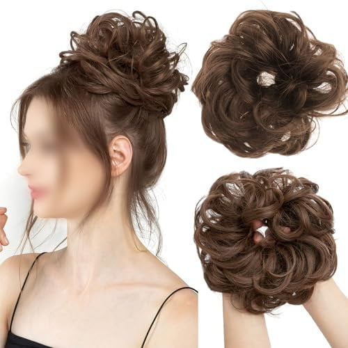Messy Bun Hair Piece Women, 1 Pcs Thick Tousled Updo Elastic Hair, Synthetic Ponytail Extensions Messy Hair Bun Donut Accessories Scrunchies