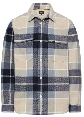 camel active Herren Overshirt mit Taschen | bequemes kariertes Overshirt mit Kent-Kragen und Taschen im Relaxed Fit
