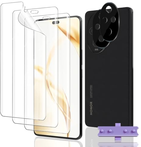 Euukzzea Protection D'écran pour Honor 200 Pro, 3 Pièces TPU Film Hydrogel Transparent HD Souple en TPU Film et 2 Pièces Protecteur D'objectif Caméra, Protection Écran Flexible pour Honor 200 Pro