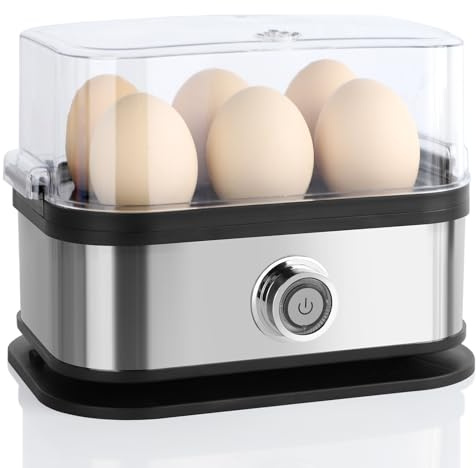 VINATO Eierkocher, bis zu 6 Eier (weich, mittel, hart, pochiert), Familiengröße Egg Cooker, Leicht zu reinigen Egg Boiler
