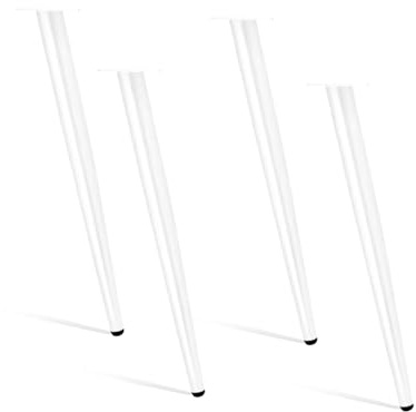 Set mit 4 verstellbaren konischen Industrie-Möbelbeinen, 55 cm, Weiß, Esstisch, Couchtisch, Bank, Stuhl, Kommode, Beine mit Schutzfüßen, für Heimdekoration