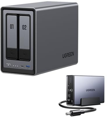 UGREEN NASync DXP2800 2-Bay NAS + 120W UPS Bundle, Intel N100 8GB DDR5 RAM 2.5GbE 2*M.2 NVMe Slots 4K HDMI Desktop NAS (Diskless) & 12000mAh Uninterruptible Power Supply