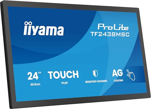 iiyama Prolite TF2438MSC-B2 60.5cm 24 IPS LED-Monitor Full-HD 120Hz Open Frame 10 Punkt Multitouch kapazitiv DeepContrast-PCAP+ HDMI DP USB3.2 7H IP1X Touch-durch-Glas Anti-Fingerprint Metallgehäuse