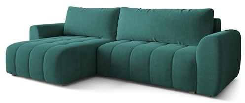 Masseno Ecksofa MODARO CL mit Schlaffunktion L-Form, Klassisch Sofa mit Bettkasten, Wohnzimmersofa, Couch, Soffa, Bettsofa, Couchgarnitur - Blau, Castel 75