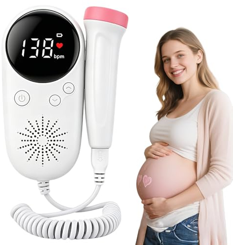 Gel for Doppler Monitor, Baby Movement Monitor for Mother-to-be, Portable Pregnancy Monitor, Battery-Powered, Easy to Use, Suitable for Home Use, Pink