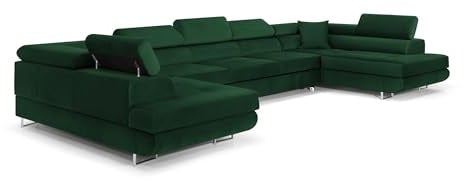 COMFORTINO FURNITURE Ecksofa mit Schlaffunktion Big PASTI U-Form, Sofa Couch mit Bettkasten, 3-Sitzer Eckcouch, Schlafsofa für Wohnzimmer, Big Sofa Couch mit Schlaffunktion (Monolith 37)