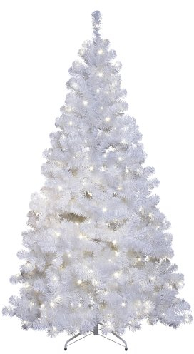 Künstlicher Weihnachtsbaum Ottawa von Star Trading, Tannenbaum mit LED Lichterkette und Ständer in Weiß für innen und außen, weiß, Höhe: 2,1 m, IP44