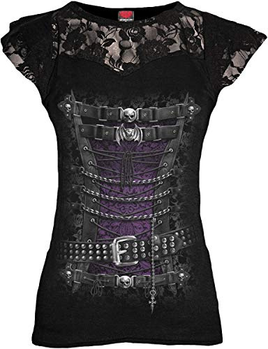 Spiral Waisted Corset Frauen T-Shirt schwarz Gothic, Rockwear