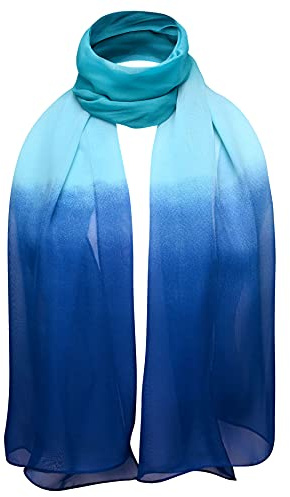 Cloud9Basic Leichter, weicher, klassischer, schlichter Chiffon-Schal aus durchsichtigem, halbopakem Stoff Damen Einheitsgröße Two Tone Royal Blue