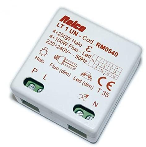 RM0540 REGOLATORE LUMINOSO UNIVERSALE DA INCASSO LT1N COMANDO CON PULSANTE (NON CONPRESO) RELCO