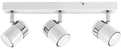 MiniSun | Modern 3 Way Gloss White and Polished Chrome Ceiling Spotlight | Ceiling Spots, Home Décor & Improvement Essential | Includes 5W LED Bulbs [Cool White]