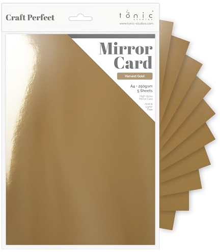 Craft Perfect High Gloss Mirror Card A4, Harvest Gold