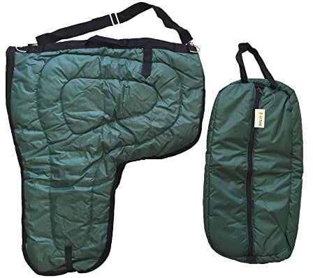 AJ Tack Western Padded Saddle and Bridle Carrier Set Green