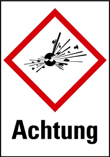 Aufkleber Achtung Explosionsgefahr GHS Etiketten Einzeln 74x52mm