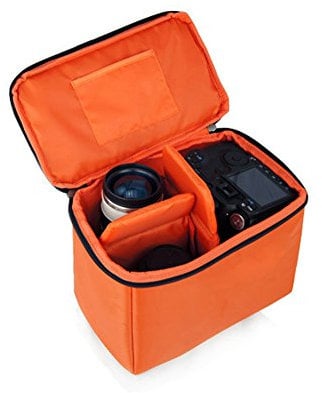 Yimidear Orange Wasserdicht Stoß Partition Gepolsterte Kamera-Taschen SLR DSLR Insert Schutztasche mit Top-Griff für DSLR Einstellung Objektiv oder Blitzlicht (Kleine)