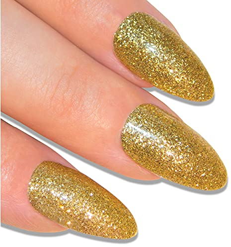 Faux Ongles Bling Art Or Gel Stiletto 24 Longue Faux bouts d'ongles acrylique avec de la colle