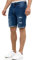 Indicode Herren Caden Jeans Shorts mit 5 Taschen | Herrenshorts Used Look für Männer Holes - Medium Indigo, S