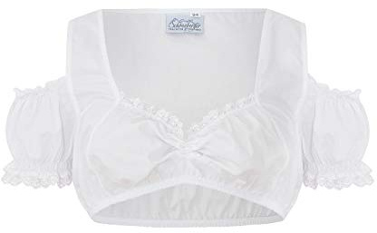 La clásica Blusa de Cuero Karin con Tirantes - Blusa de Cuero para Damas con Encaje Blanco