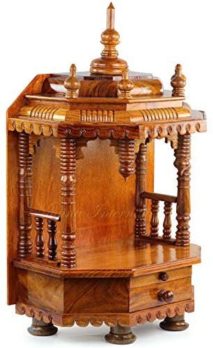 Nagina International Premium handgefertigter Holztempel | Hölzerner indischer Mandir | Sheesham Wooden Madir (Rosenholz)