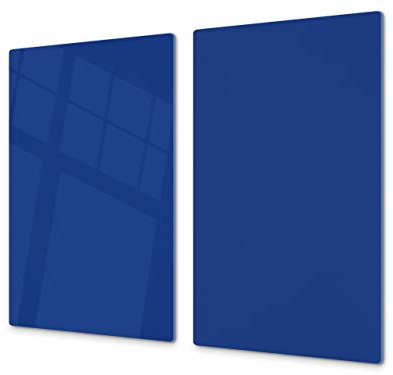 Cubre vitrocerámica y tabla de cortar de cristal templado – Superficie de vidrio templado resistente – UNA PIEZA (60 x 52 cm) o DOS PIEZAS (30 x 52 cm); D18 Serie de colores: P Azul Cobalto