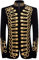 PYJTRL Blazer élégant en Velours Noir avec Broderie dorée pour Homme (XS, Noir/Doré)