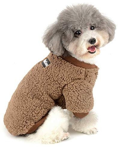 Zunea Wintermäntel für kleine Hunde Fleece Warm Hundepullover Sweater Welpen Winterjacke Chihuahua Katze Kleidung Haustier Jungen Mädchen Hundebekleidung Braun XXL