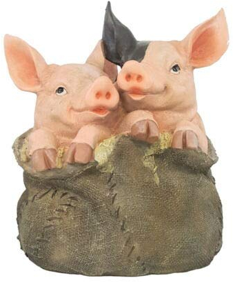 Gartenfigur Schweine Ferkel im Sack Schweinchen Babe Gartendekoration Deko Figuren Bauernhof Wildlife