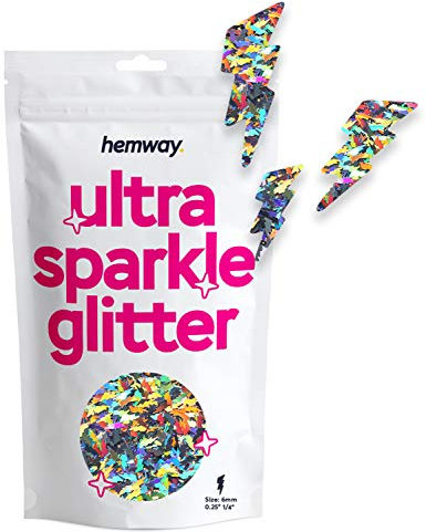 Hemway Ultra Sparkle Glitter - Lightning | Gun Metal Grey Holographic Metallic Flake Sequins for Resin & Epoxy Crafts | Craft Supplies for Tumblers, Festival, Face, Body, Eye & Nail Art | 50 g