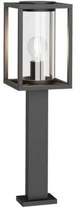 Lucande Außenleuchte Ferda (spritzwassergeschützt (Modern) in Schwarz aus Aluminium (1 flammig, E27) - Wegeleuchte Pollerleuchte Wegelampe Sockelleuchte