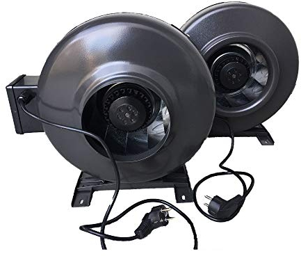 Schahba Rohrventilator mit Standfuß & Kabel - Metall-Lüfter für Abluftsysteme, 380m³/h Luftstrom, 70 W Leistung, IP44 Schutz, leise & robust - (125 mm)