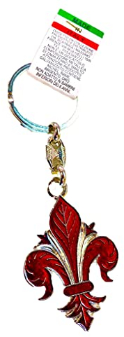 FIRENZE Portachiavi Simbolo del Giglio Bottonato - Souvenir e Oggetto da Collezione (Rosso)