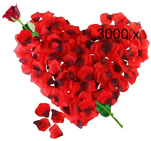 Jonami Rosenblätter, 3000 Seide Rote Rosenblüten, Romantisch Deko, Dekoration für Romantische Atmosphäre