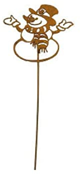 10 STK Metallstecker SCHNEEMANN 10cm ROST Stecker 35cm lang Dekostecker Weihnachtsdeko Deko Metallsterne Weihnachten Gartenstecker