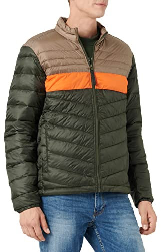 JACK & JONES Mens Puffer Jacket Full Zip Long Sleeve Quilted Padded Puffer Jacket for Men, Green Colour, Size- M
