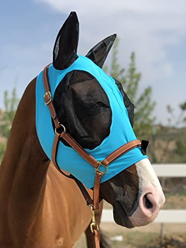 TGW Riding Super Fit Pferdefliegenmaske Pferde Fliegenmaske Horse Fly Mask (M, Pacific Blue)
