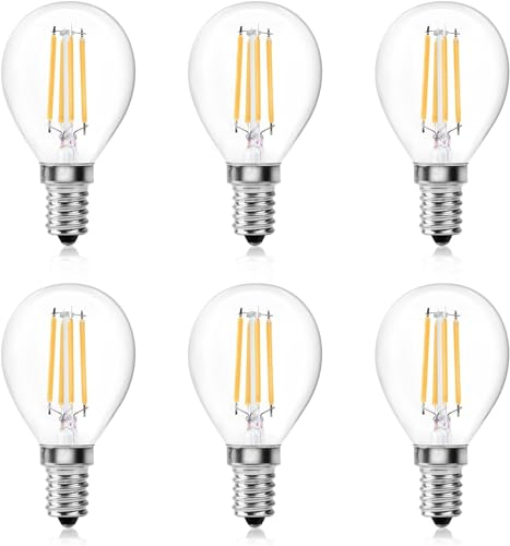 DoRight E14 LED Golf Ball Bulb Dimmable, 4W G45 SES Small Edison Screw Retro Filament Bulb Mini Globe Light Warm White 2700K 40W Incandescent Equivalent for Pendants, Table Lamp, Ceiling Fans (6-Pack)