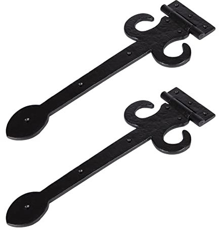 Hammer and Tongs Arrowhead T-Hinges - W400mm - Pack of 2 - Black Powder Coated T Hinge Vintage Tee Hinge for Back Door, Front Door, Garden Gates, Sheds, Outhouses