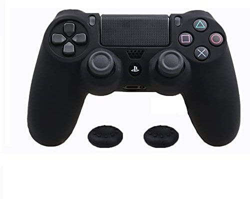 Soft Silicone Protective Case Cover for PS4 Case Controller Grip Covers for Dualshock 4 for Playstation 4 Gamepad Caps Game Controller Cases(Black)