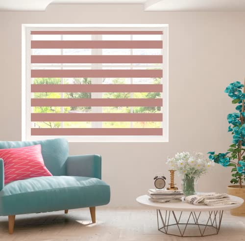 ZEBRA BLINDS | Day and Night | 50-55-65-75-85-95-105-115-125-135-145-155-165-175-185-195-205-215-225-230 cm Width | 150 cm Drop | Made to Measure | Customized | Bespoke (Pink, 55cm)