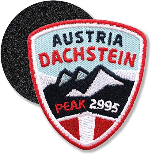 Dachstein Österreich/Klett-Patch gestickt 61 x 55 mm/Klett Patch Patches Abzeichen Aufnäher Applikation zum aufkleben aufnähen auf Kleidung Rucksack Tasche/COH