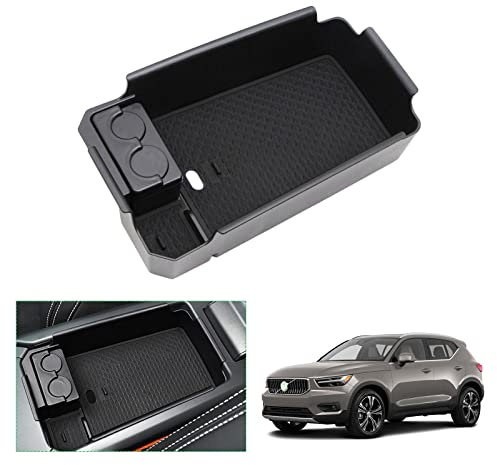 GAFAT Volvo XC40 / C40 2018-2024 2025 Mittelkonsole Aufbewahrungsbox, Volvo XC40 2023 Armlehne Volvo XC40 Recharge Organizer Tray Handschuhfach, Volvo XC40 Zubehör (Schwarz)