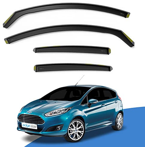 EdgeVisors Wind Deflectors | Fits: Ford Fiesta MK7 (2008-2017) 5 Door Hatchback 4pc Set | In-Channel Rain Guards for Wind, Rain & Sun Protection, Easy Installation - Tinted