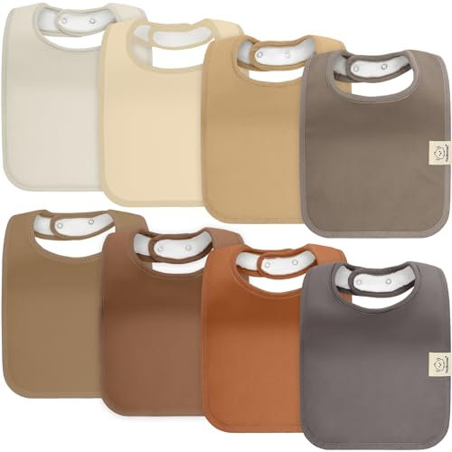 Lot De 8 Bavoirs Bio Pour Bébé Garçon Et Fille - En Coton Pour Tout-petits Et Nourrissons (Terracotta)
