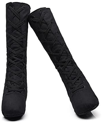 Scarpe da Ballo Jazz in Tela Estesa Alte da Donna Scarpe da Allenamento Stivali Jazz Nero 41