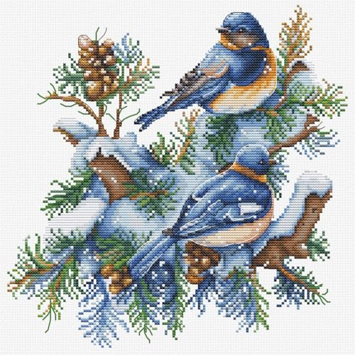 Luca-S DIY Cross Stitch Kit - The Birds-Winter, B2418, Counted Cross Stitch Kit for Adults, Needlecraft and Embroidery Kit