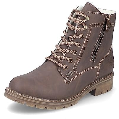 Rieker Donna Stivaletti Y9134, Signora Stivaletti Allacciati,Idrorepellente,riekerTEX,Stivali con Lacci,Boots,Chukka Boots,Marrone (Braun / 25),37 EU / 4 UK