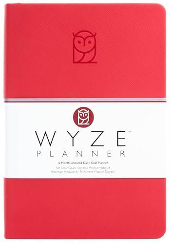 Wyze Planner - Agenda per 6 mesi, per aumentare la produttività e raggiungere obiettivi personali e aziendali. Agenda giornaliera, settimanale e mensile senza data, con calendario (rosso)